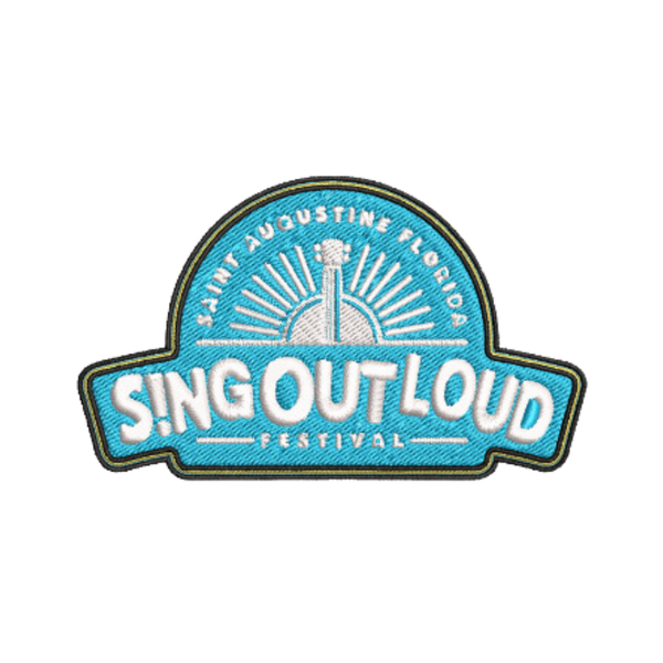 Sing Out Loud Iron-On Patch - Sky Blue/White