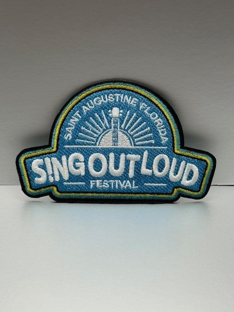 Sing Out Loud Iron-On Patch - Sky Blue/White